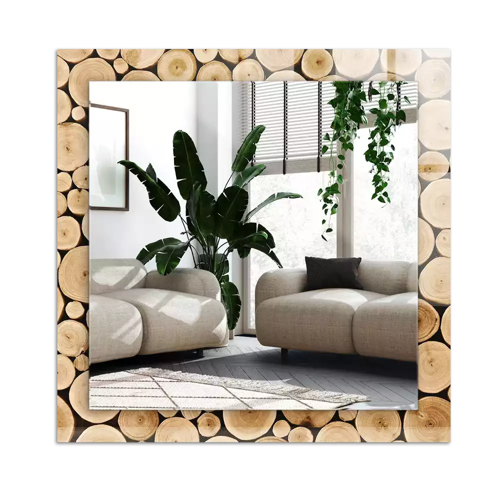 Dekorativ spegel med tryck Tvärsnitt av trädstammar