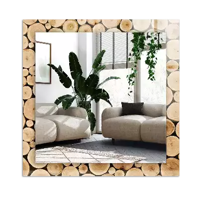 Dekorativ spegel med tryck Tvärsnitt av trädstammar