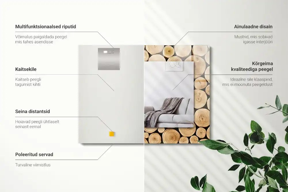 Dekorativ spegel med tryck Tvärsnitt av trädstammar