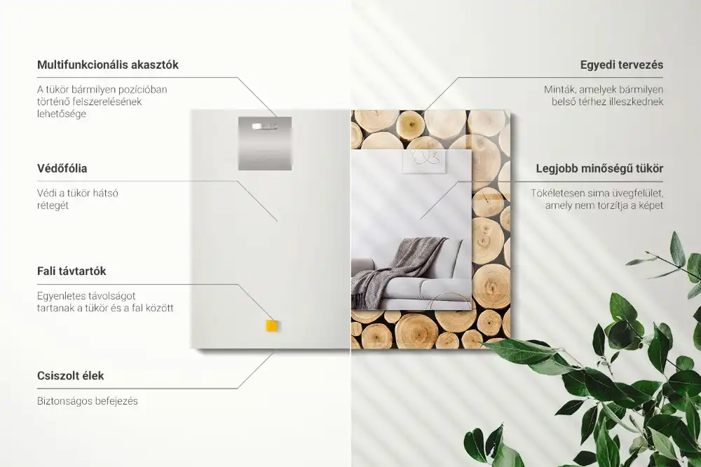 Dekorativ spegel med tryck Tvärsnitt av trädstammar