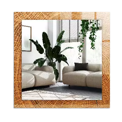 Rektangulär spegel med tryck Tvärsnitt av en trädstam med växtringar