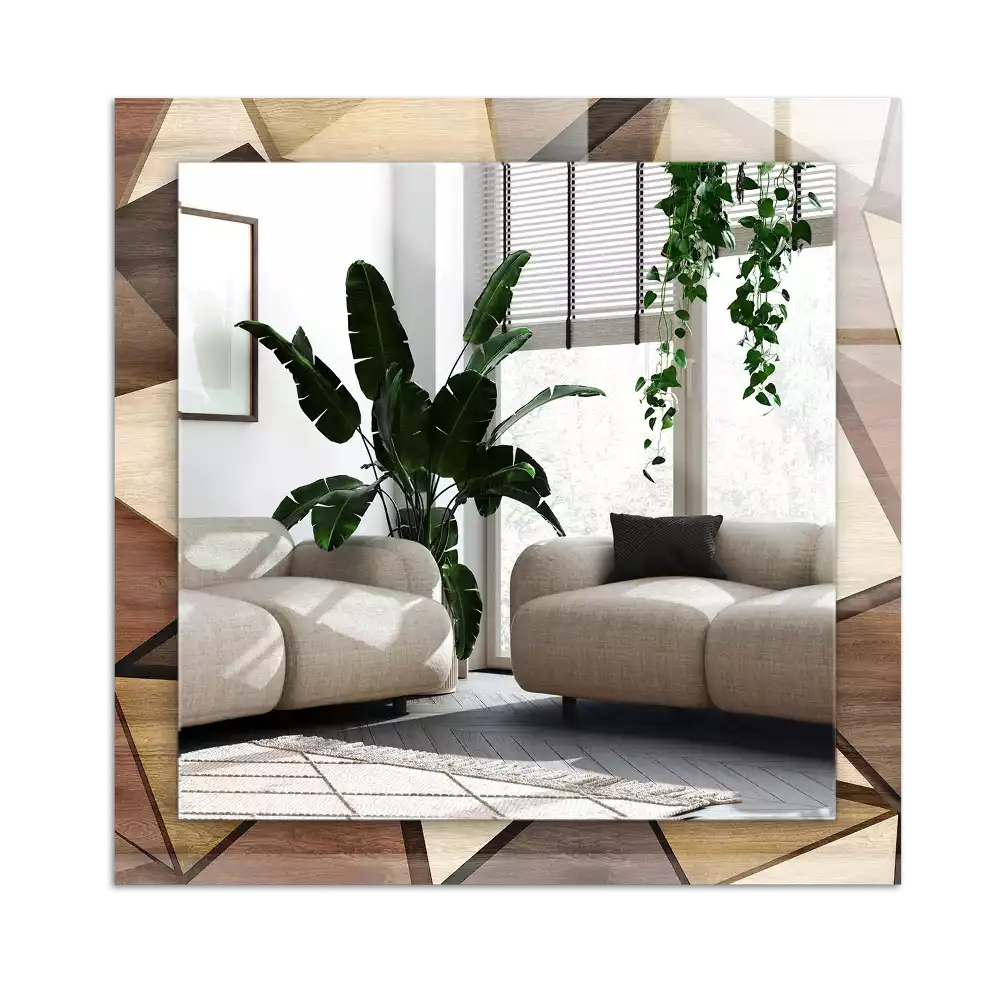 Dekorativ spegel med tryck Trä geometriska mönster