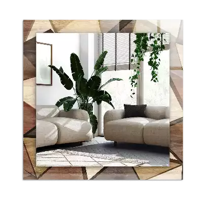 Dekorativ spegel med tryck Trä geometriska mönster