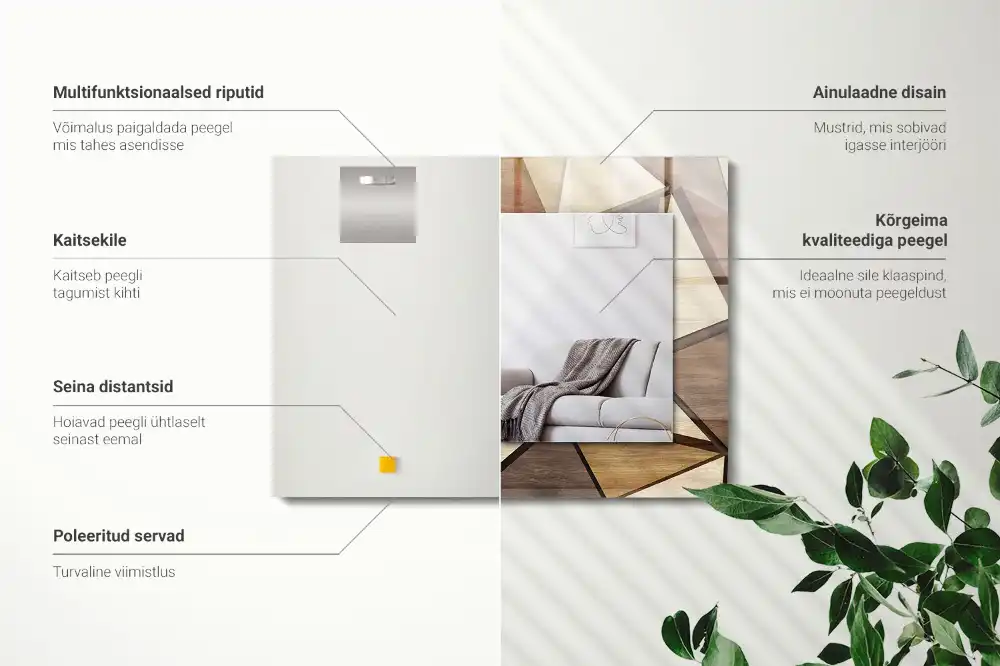 Dekorativ spegel med tryck Trä geometriska mönster