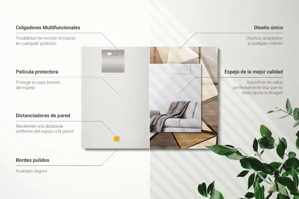Dekorativ spegel med tryck Trä geometriska mönster