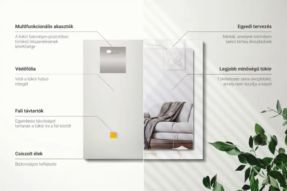 Dekorativ spegel med tryck Vit marmormönster