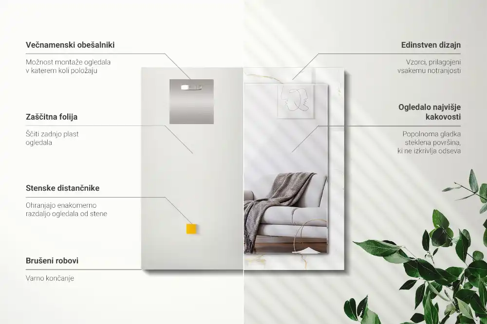 Dekorativ spegel med tryck Vit marmormönster