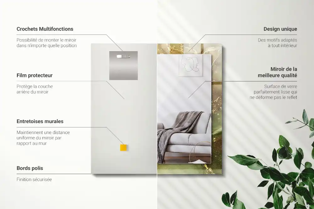 Rektangulär spegel med tryck Abstrakt konst