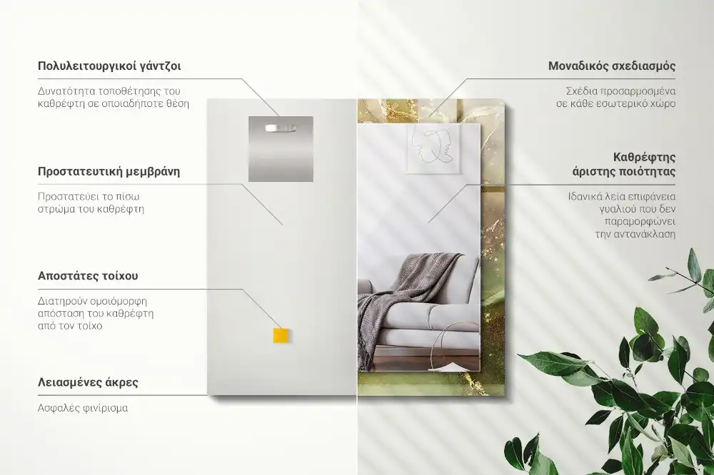 Rektangulär spegel med tryck Abstrakt konst