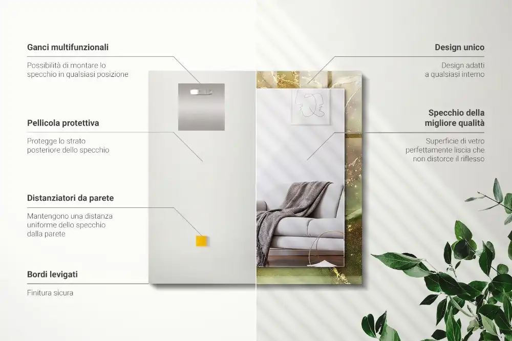 Rektangulär spegel med tryck Abstrakt konst