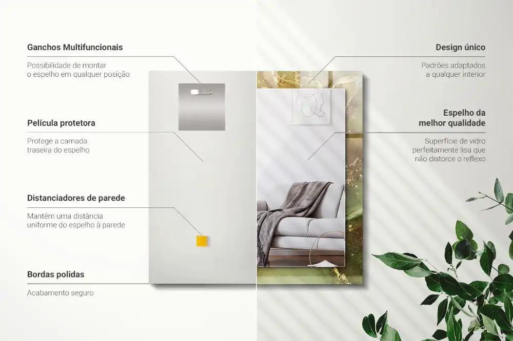 Rektangulär spegel med tryck Abstrakt konst