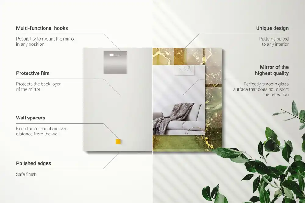 Rektangulär spegel med tryck Abstrakt konst