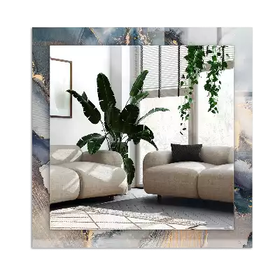 Rektangulär spegel med tryck Abstrakt blå konst