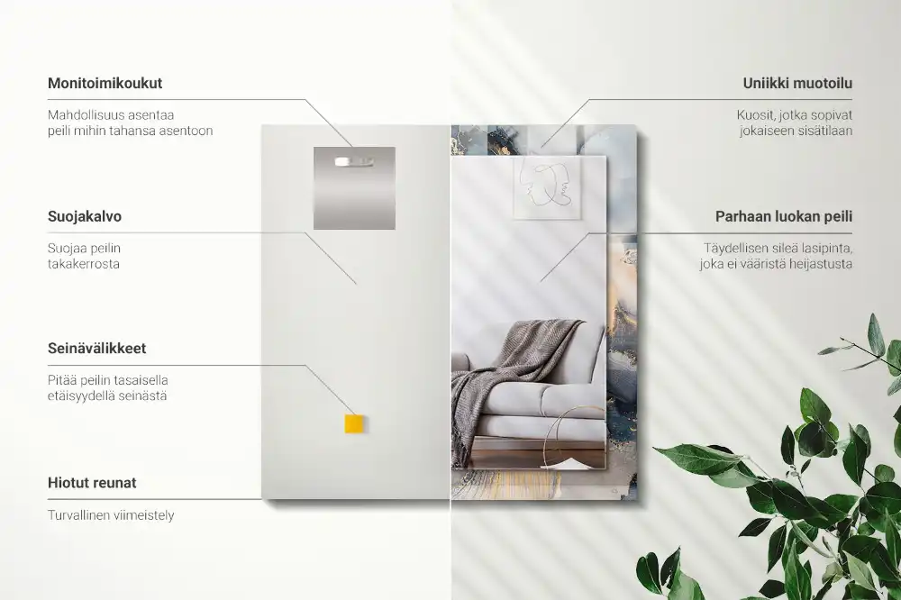 Rektangulär spegel med tryck Abstrakt blå konst