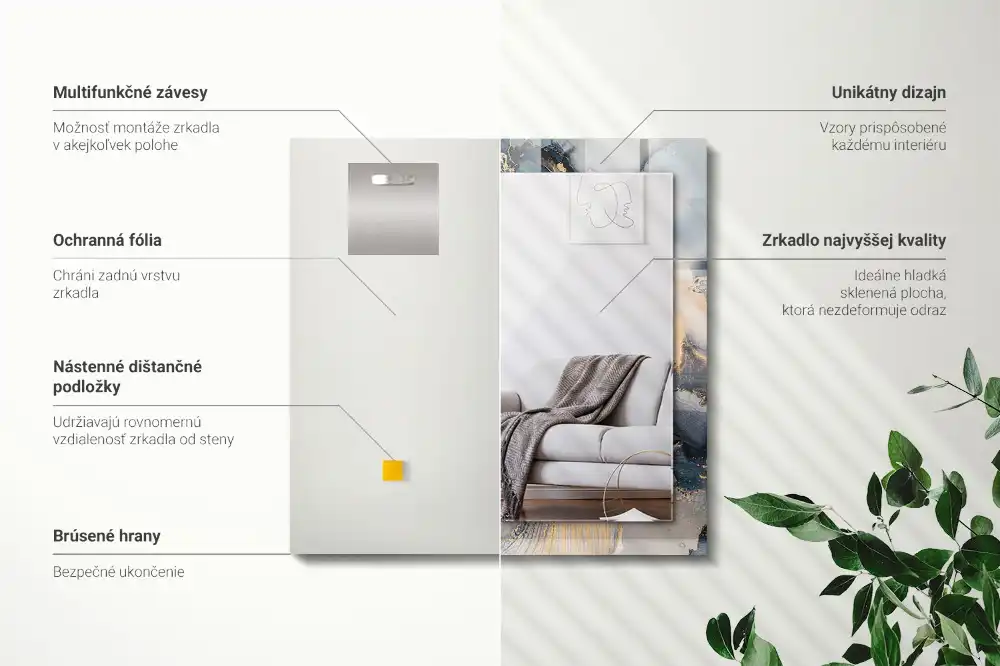 Rektangulär spegel med tryck Abstrakt blå konst
