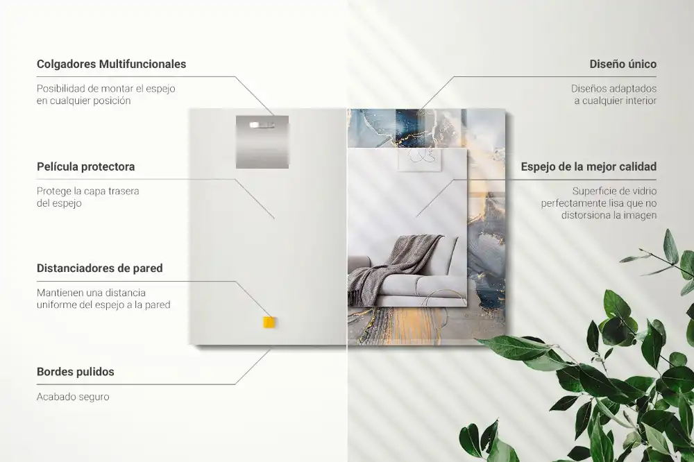 Rektangulär spegel med tryck Abstrakt blå konst