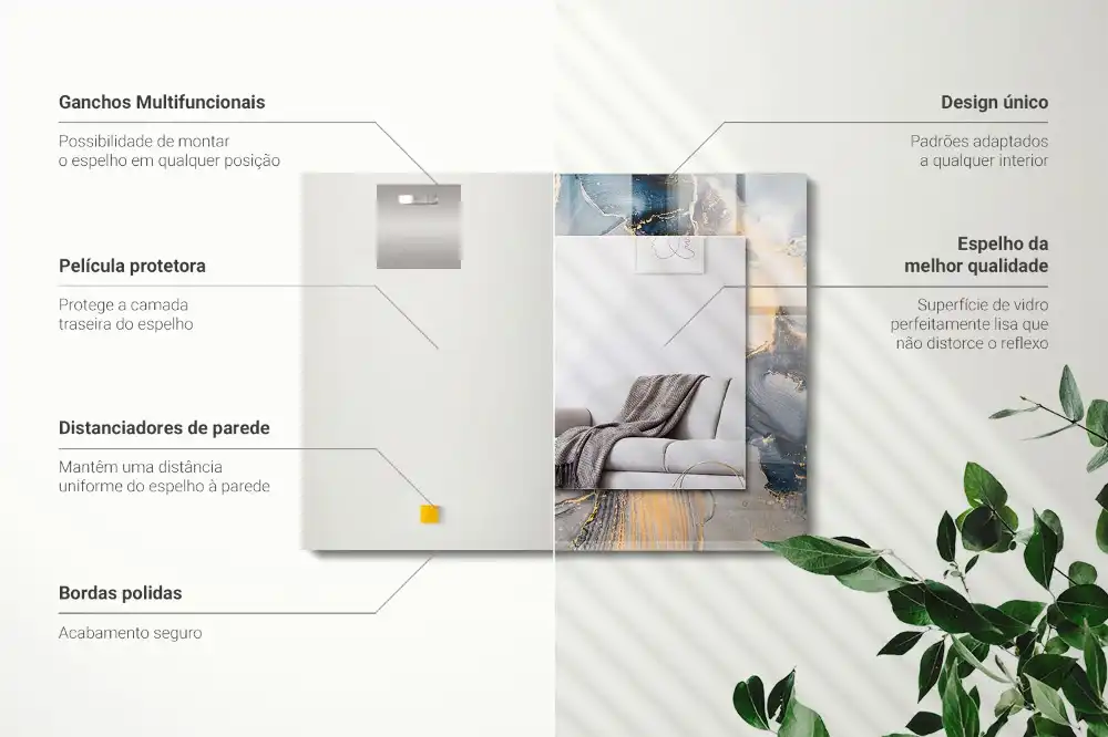 Rektangulär spegel med tryck Abstrakt blå konst