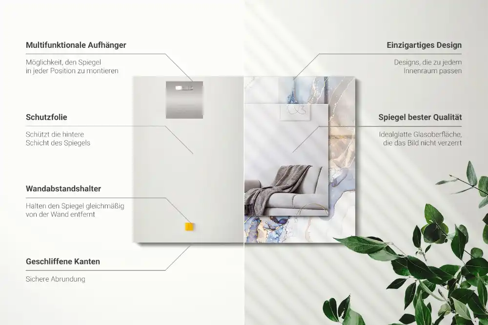 Rektangulär spegel med tryck Abstrakt marmorkonst