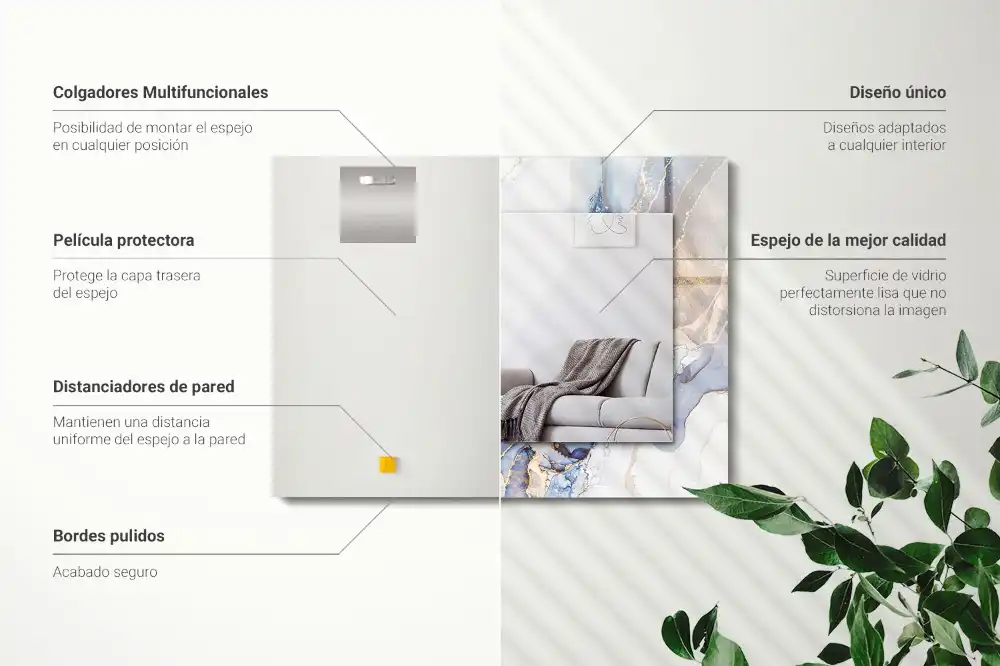 Rektangulär spegel med tryck Abstrakt marmorkonst
