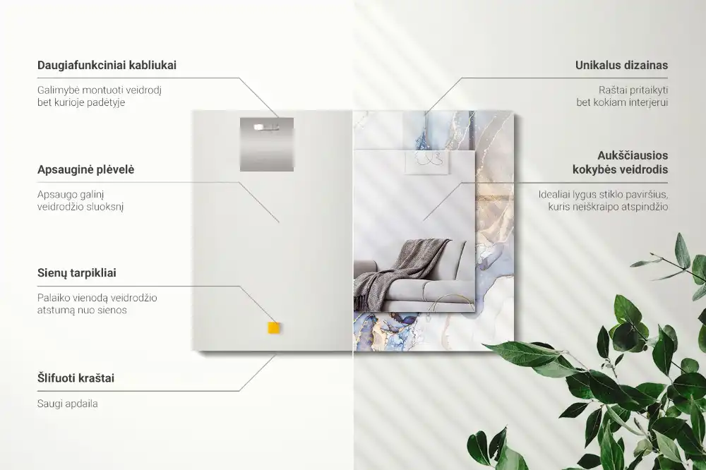 Rektangulär spegel med tryck Abstrakt marmorkonst