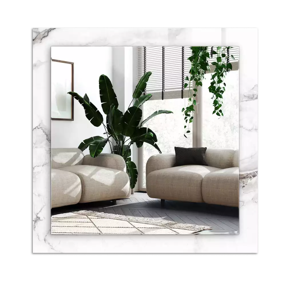 Dekorativ spegel med tryck Vit marmormönster