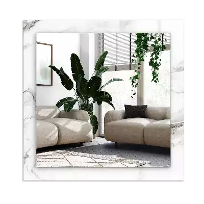 Dekorativ spegel med tryck Vit marmormönster