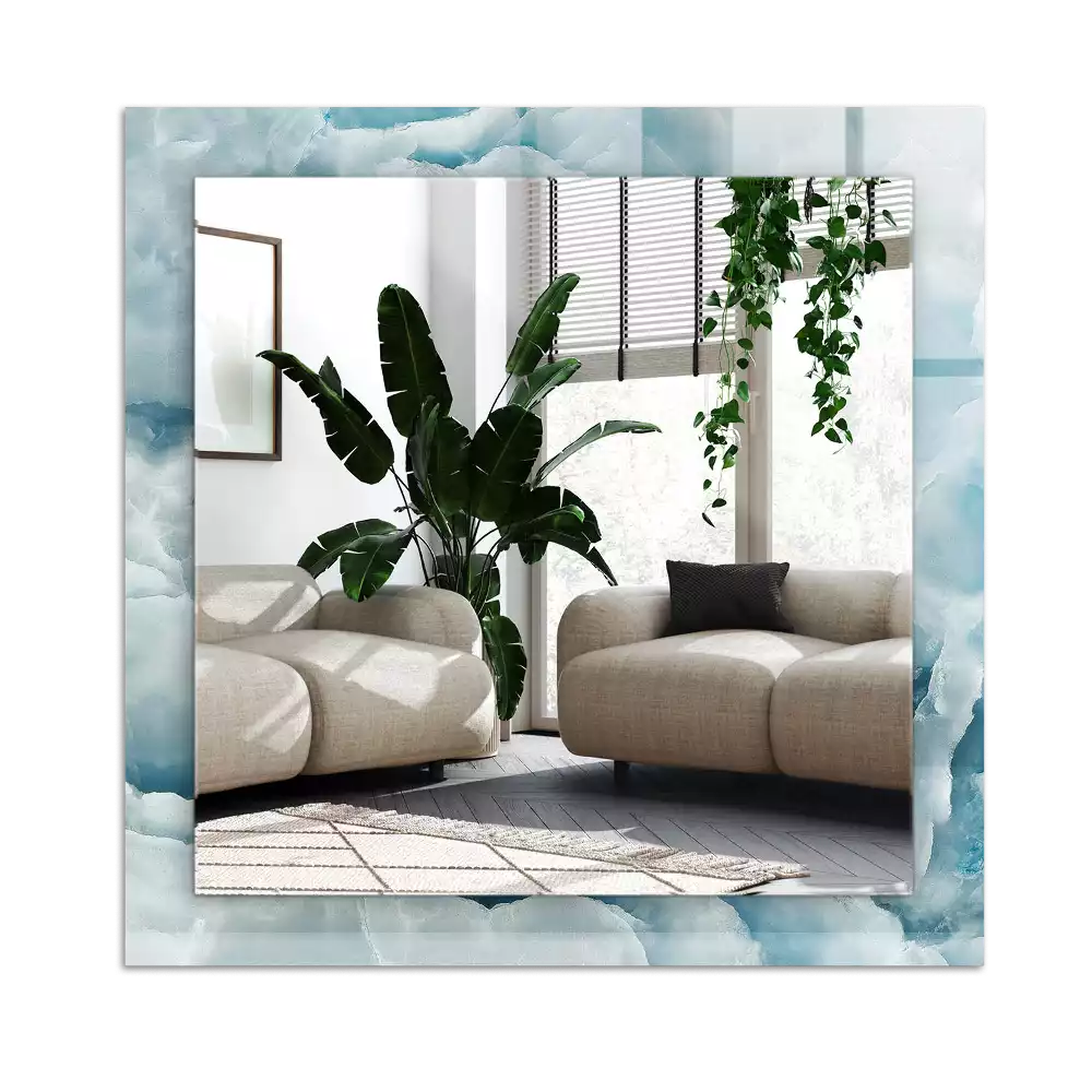 Rektangulär spegel med tryck Blå marmor textur