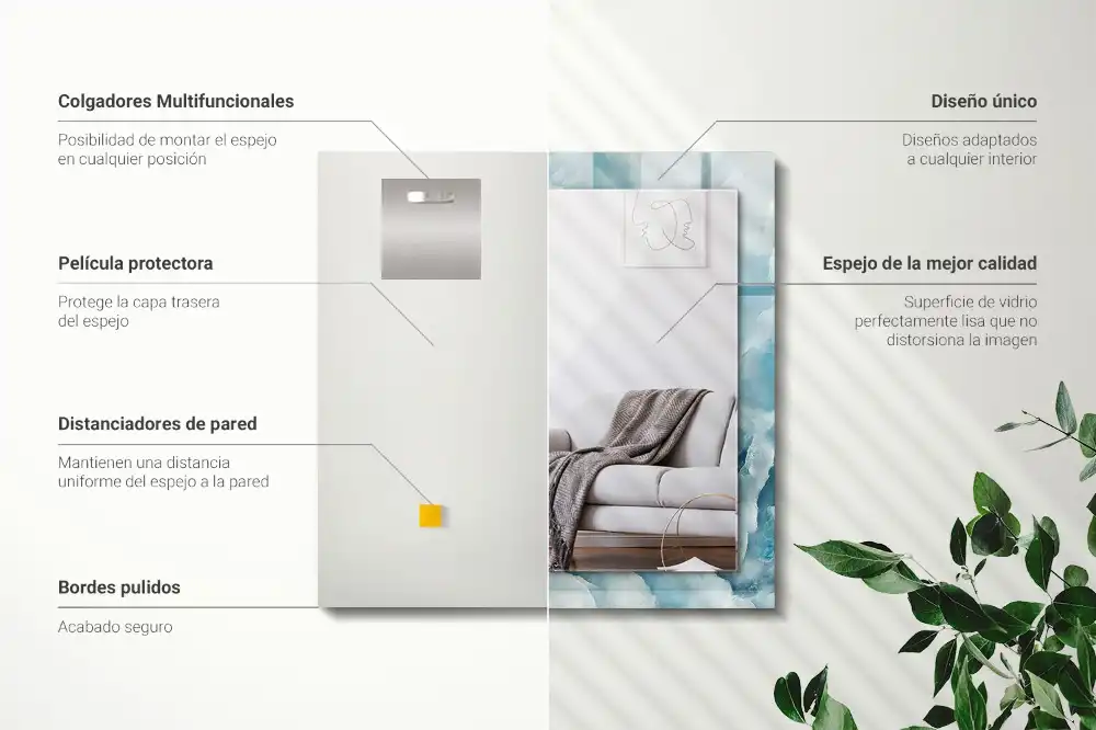 Rektangulär spegel med tryck Blå marmor textur