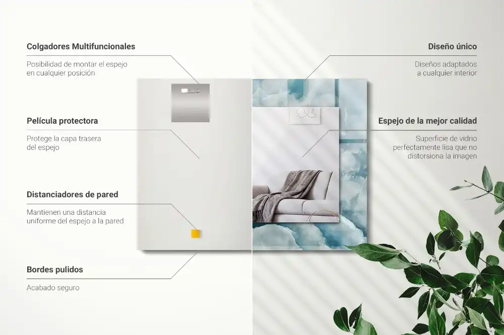 Rektangulär spegel med tryck Blå marmor textur