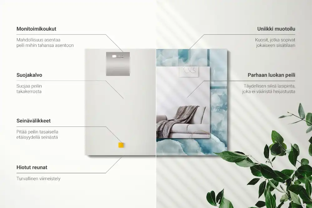 Rektangulär spegel med tryck Blå marmor textur