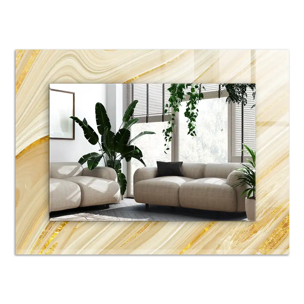 Rektangulär spegel med tryck Gula abstrakta linjer