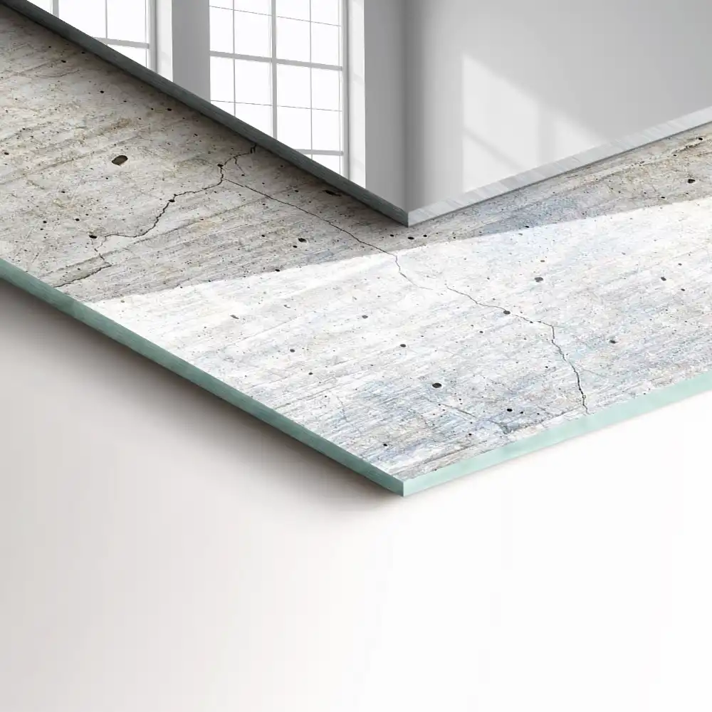 Rektangulär spegel med tryck Sprucken betongvägg