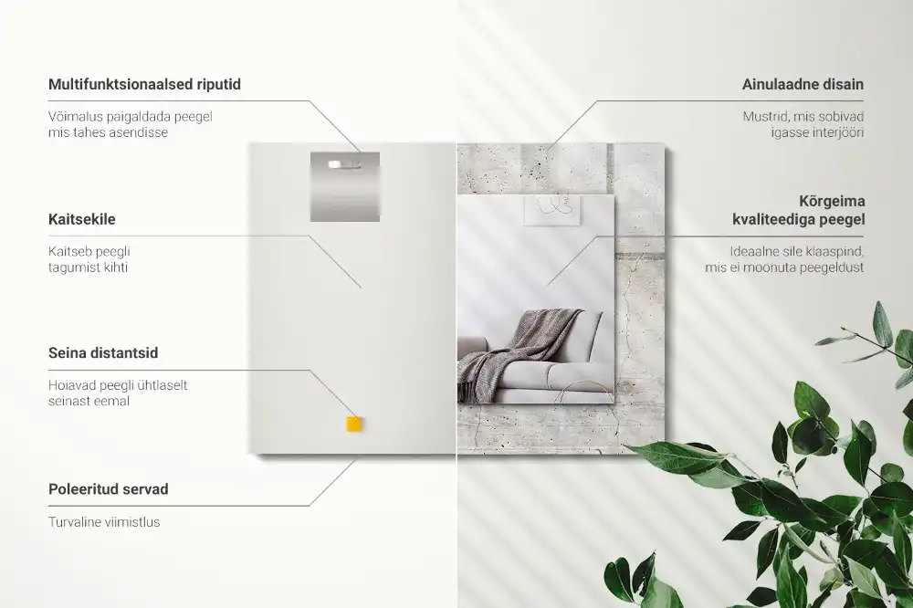 Rektangulär spegel med tryck Sprucken betongvägg