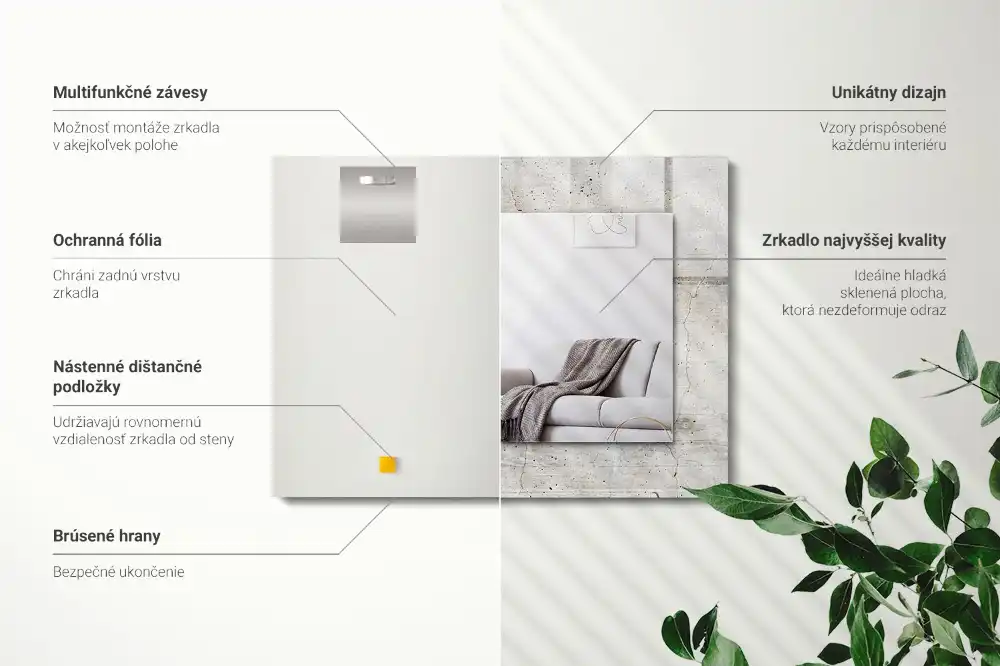 Rektangulär spegel med tryck Sprucken betongvägg