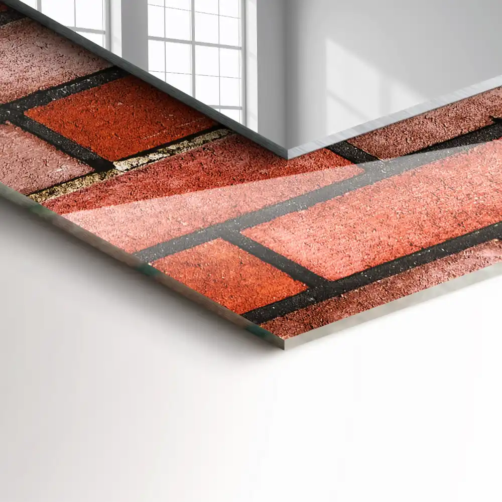 Dekorativ spegel med tryck Röd tegelvägg