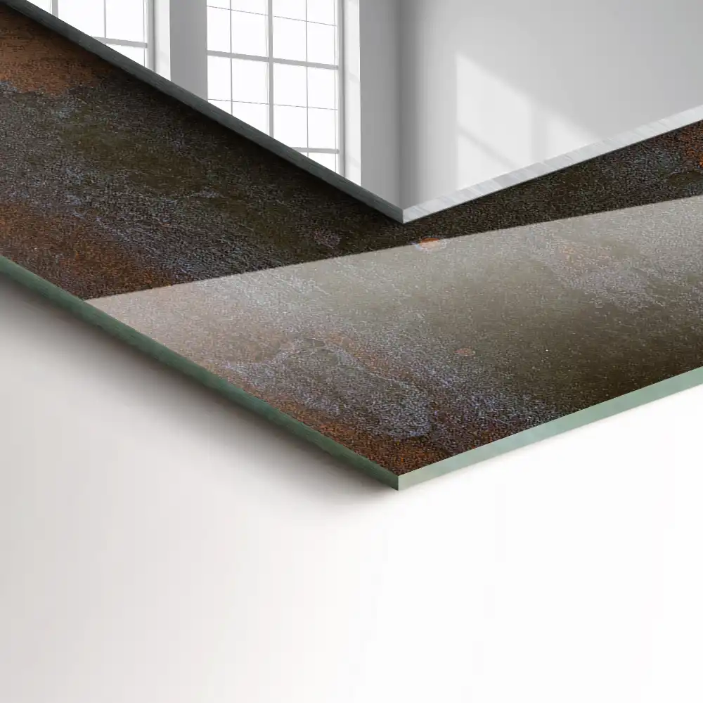 Dekorativ spegel med tryck Moderiktig rostmetall