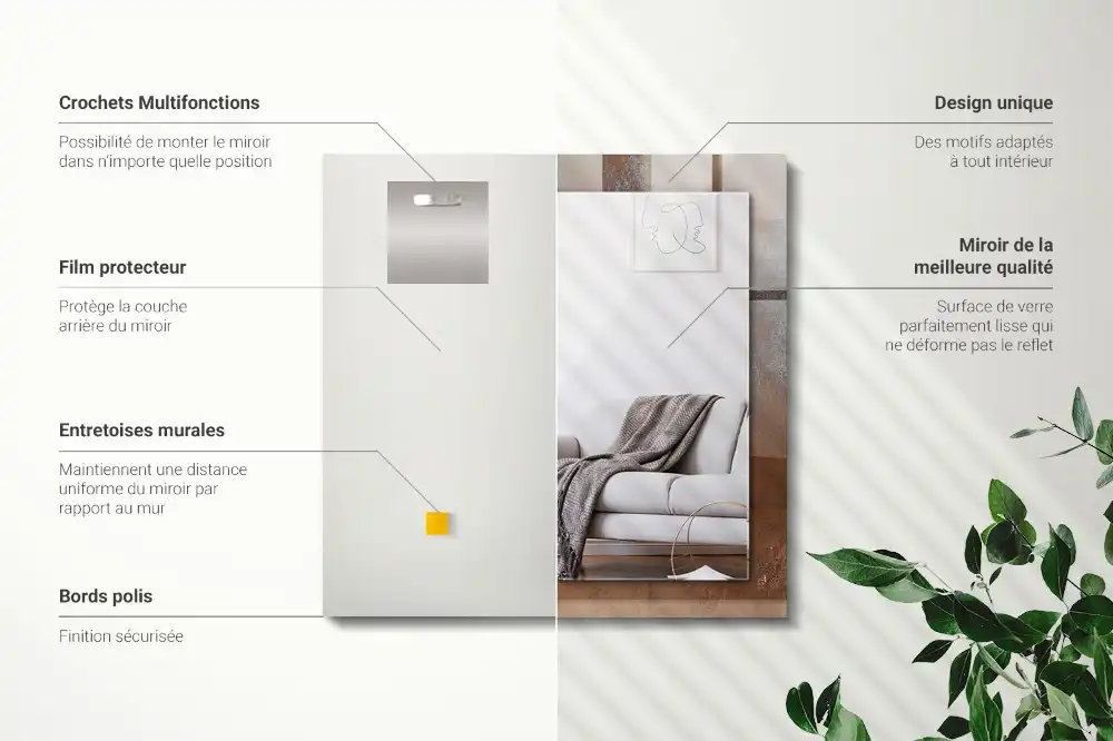 Dekorativ spegel med tryck Moderiktig rostmetall