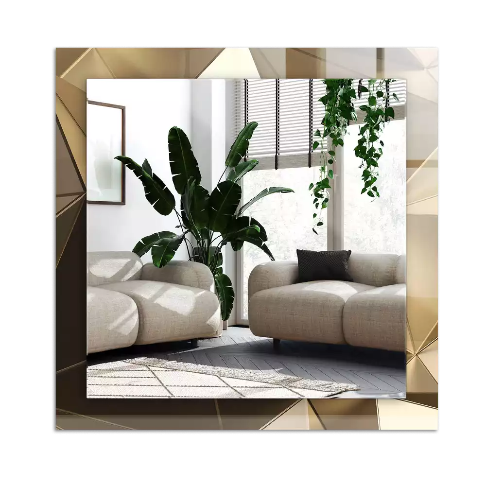 Rektangulär spegel med tryck Geometriska former