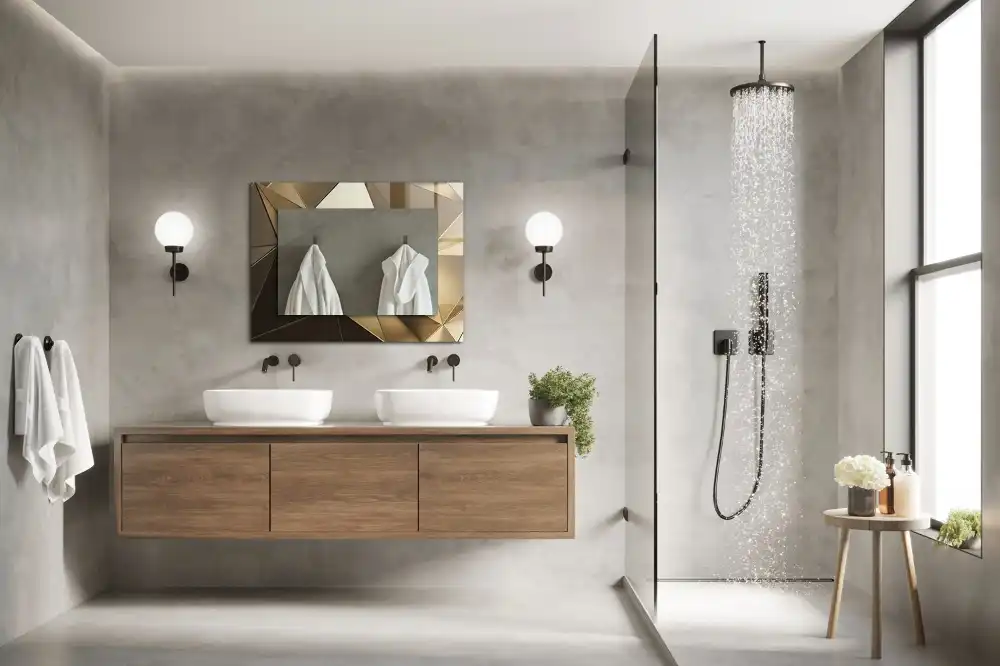 Rektangulär spegel med tryck Geometriska former