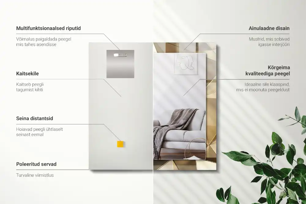 Rektangulär spegel med tryck Geometriska former