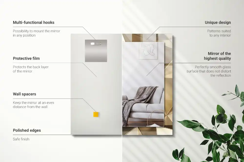 Rektangulär spegel med tryck Geometriska former