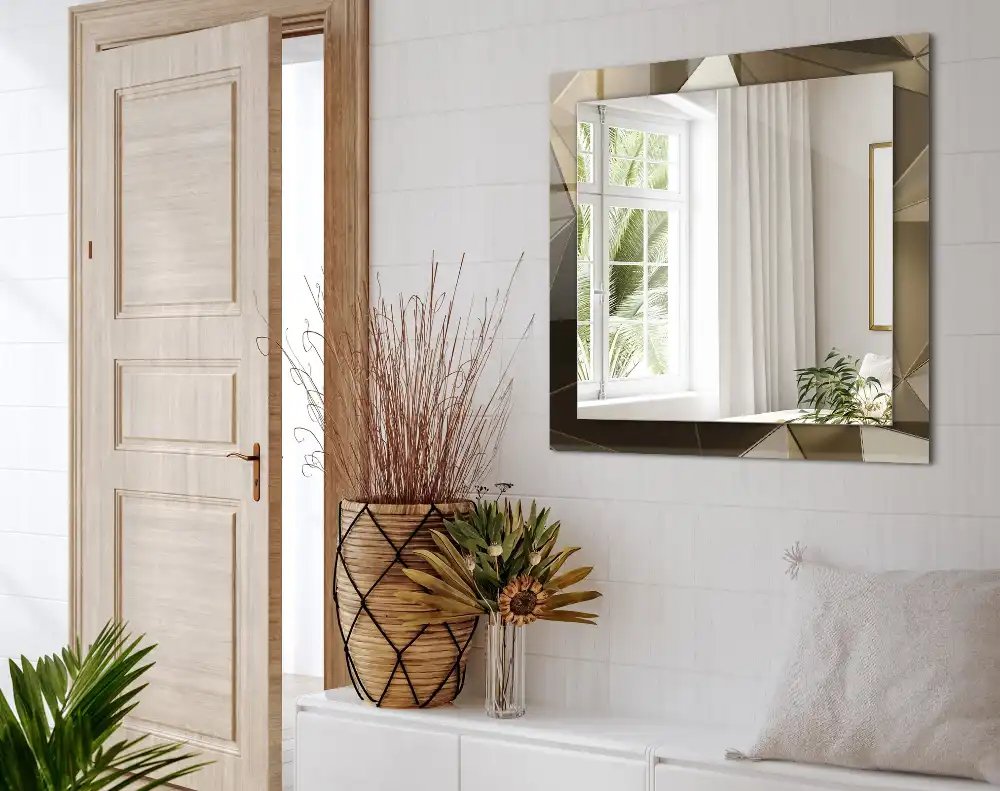 Rektangulär spegel med tryck Geometriska former