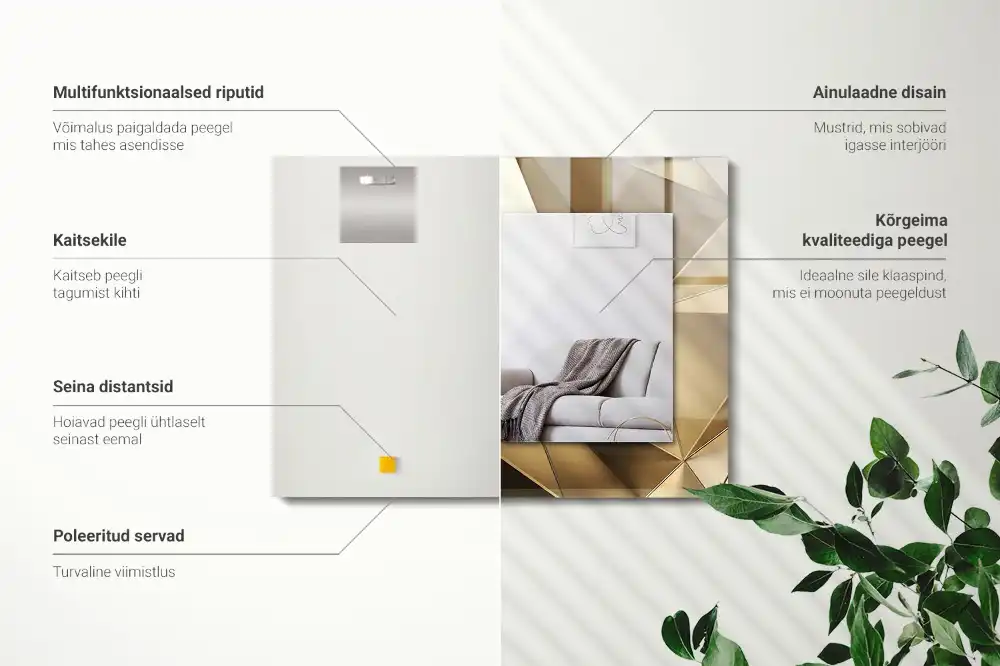 Rektangulär spegel med tryck Geometriska former