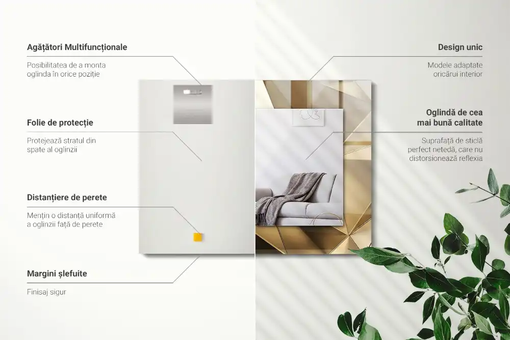 Rektangulär spegel med tryck Geometriska former