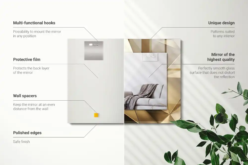 Rektangulär spegel med tryck Geometriska former