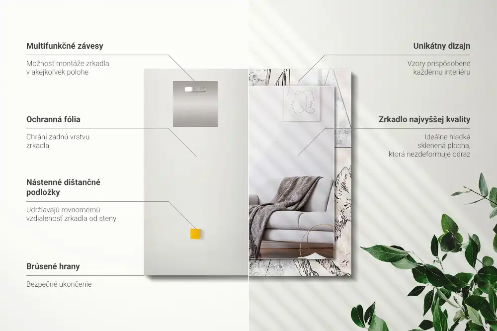 Dekorativ spegel med tryck Rådjursrävväxter