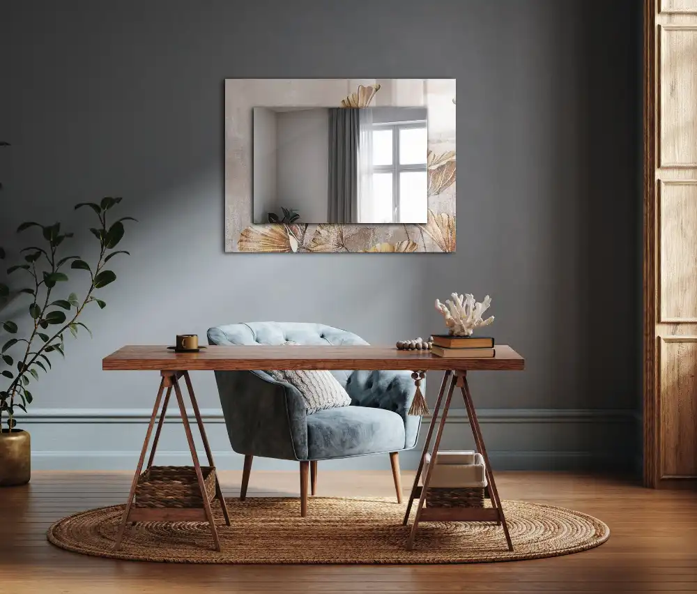 Rektangulär spegel med tryck Vintage blommor
