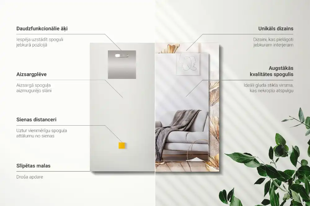 Rektangulär spegel med tryck Vintage blommor