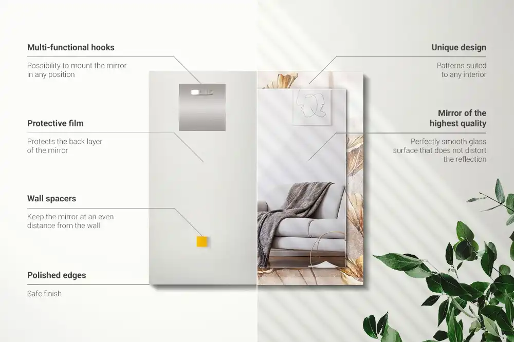 Rektangulär spegel med tryck Vintage blommor
