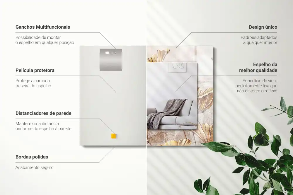 Rektangulär spegel med tryck Vintage blommor